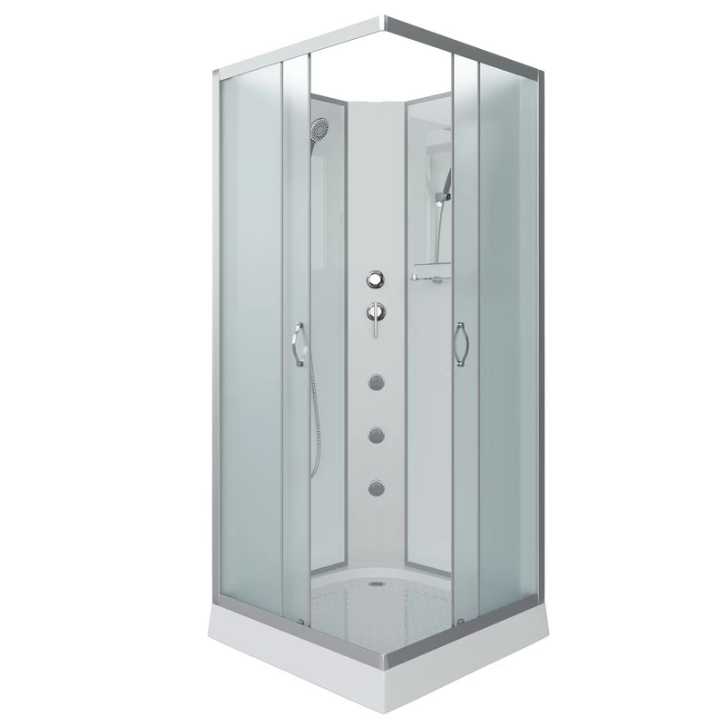 душевая кабина niagara ng-1101-14bkg 90x90 без крыши, с гидромассажем, стекла матовые, профиль серебро