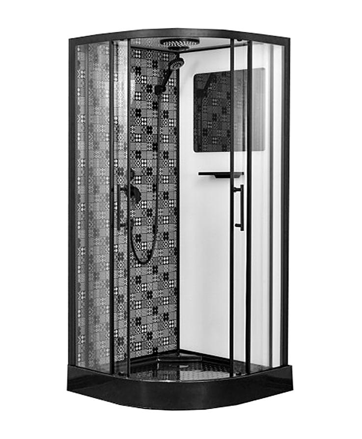 душевая кабина esbano esb-90cr 90x90 стекла прозрачные, задние стенки декор