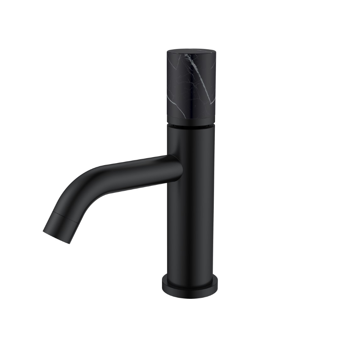 смеситель для умывальника boheme stick 121-b-mr-b, черный / черный мрамор