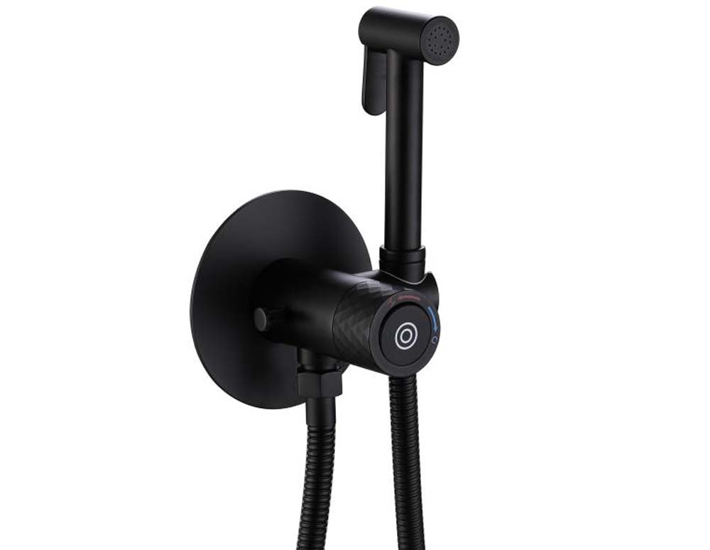 смеситель для биде с гигиеническим душем vivi felice 4515 nero opaco с термостатом черный