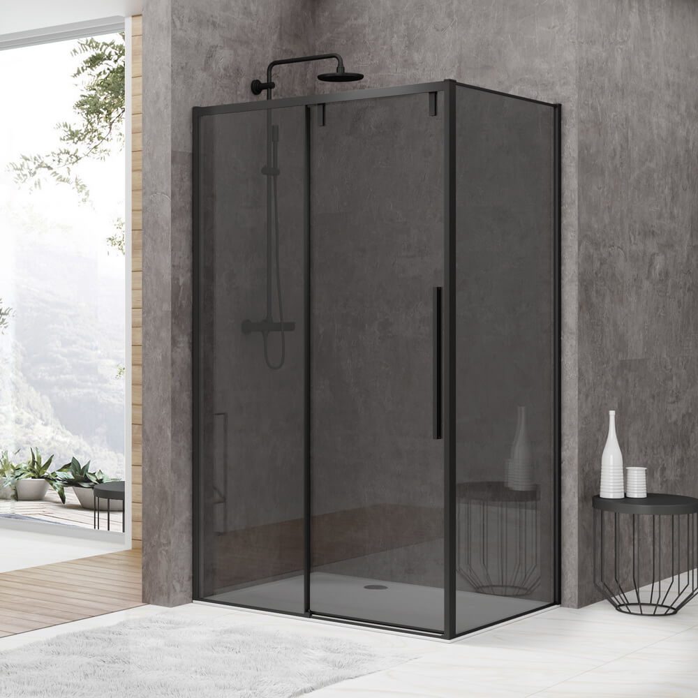 душевой уголок black&white stellar wind s898 120x80 тонированные стекла / профиль черный матовый