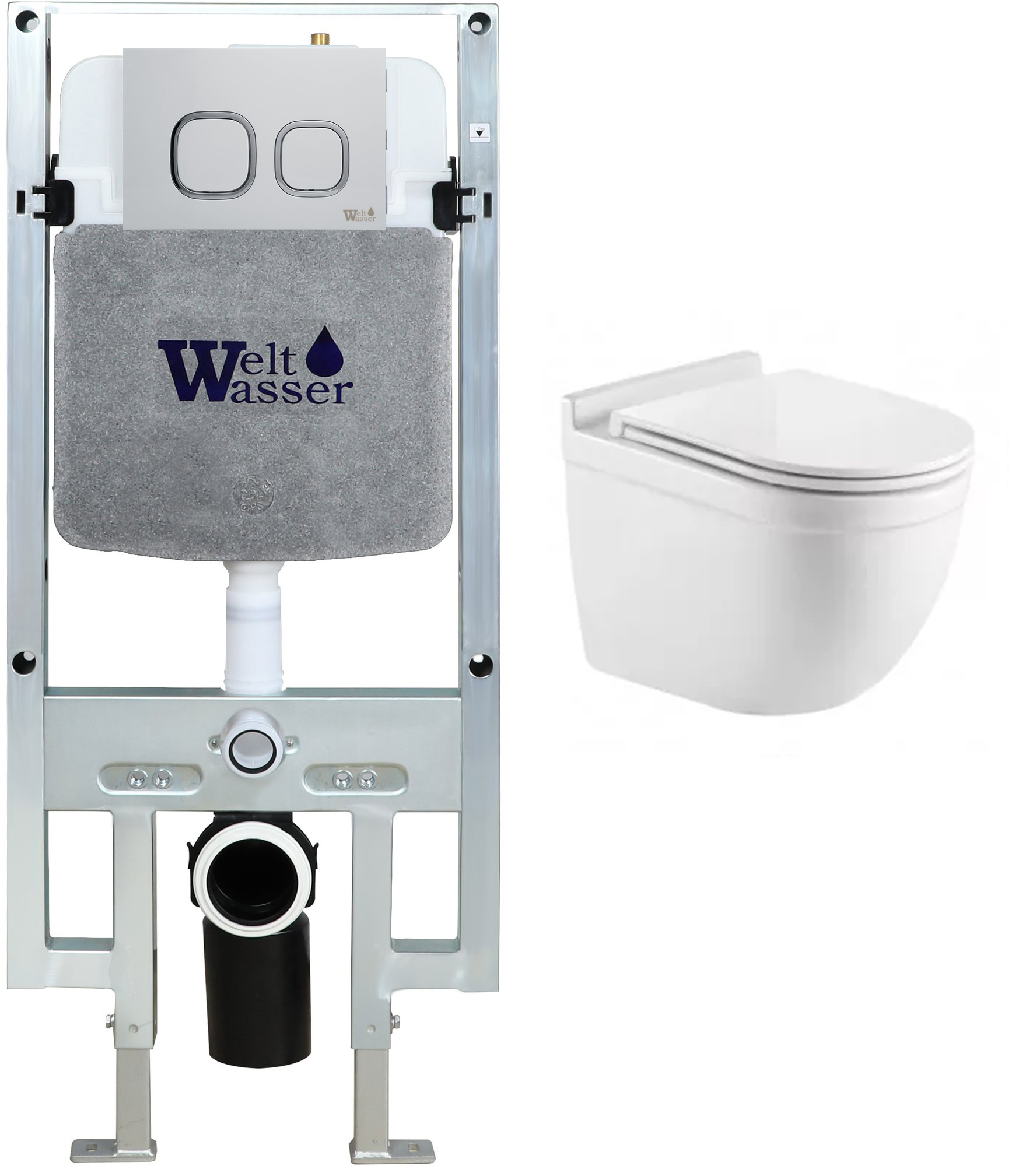 комплект инсталляция welt-wasser amberg 497 st для унитаза heimbach 043 gl-wt с клавишей смыва amberg rd-wt, белый