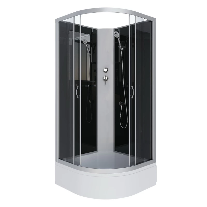 душевая кабина niagara classic ng-3502-14bk 100x100 без крыши, стекла тонированные, профиль серебро