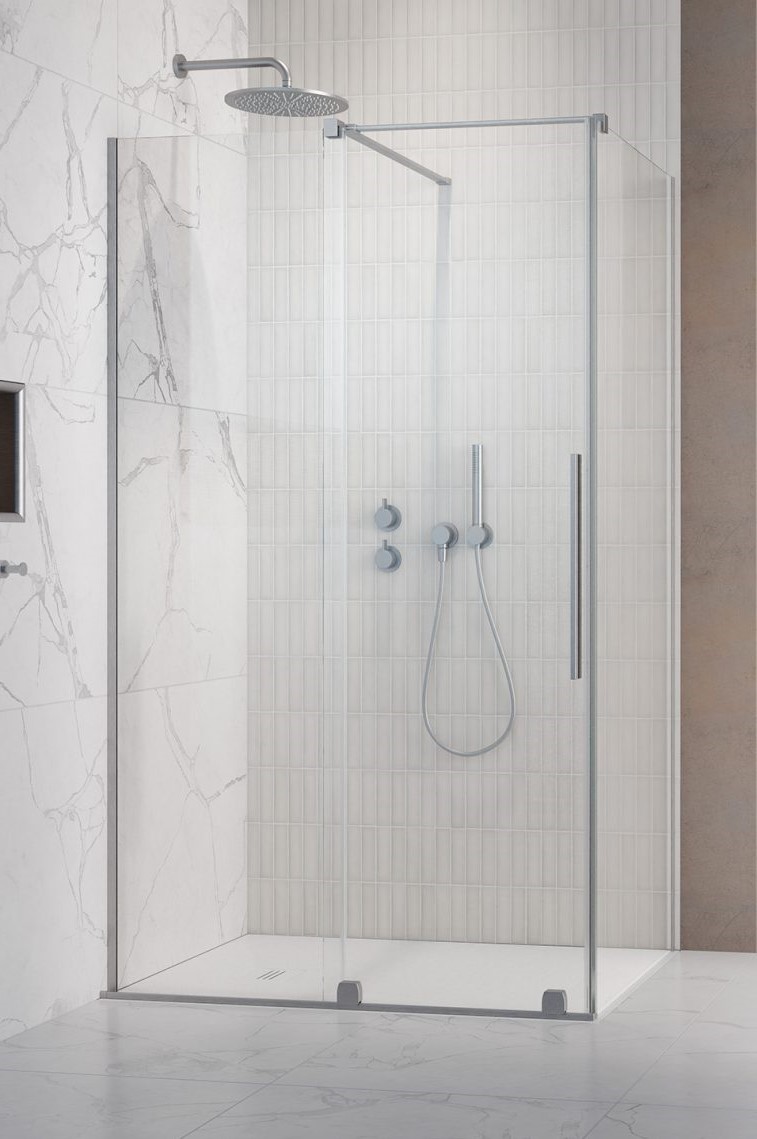 душевой уголок radaway furo brushed nickel kdj l 150x90 стекла прозрачные, профиль брашированный никель