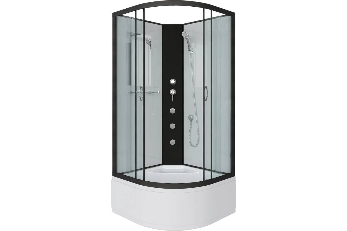 душевая кабина niagara classic ng-6709-14bkg 100x100 без крыши, стекла прозрачные, профиль черный