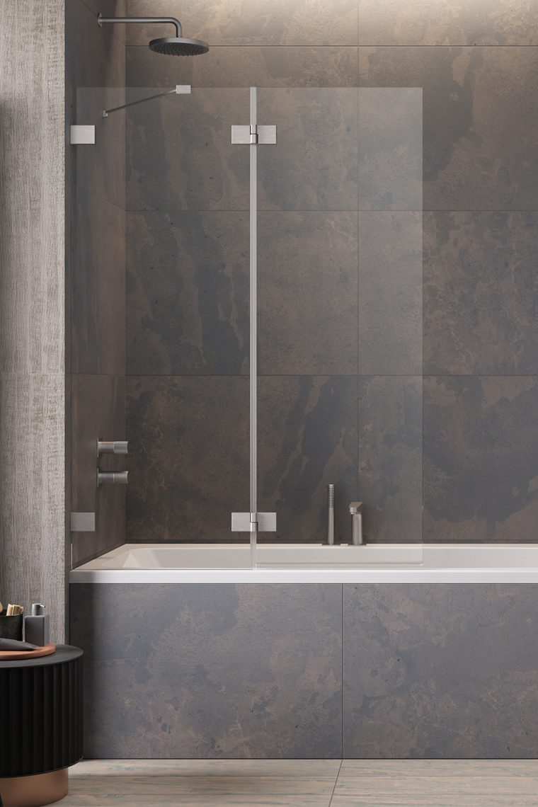 шторка на ванну radaway essenza pro brushed nickel pnd ii 140 l (прозрачное/брашированный никель)