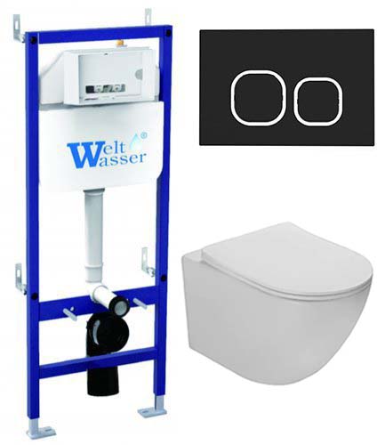 комплект инсталляции welt-wasser bamberg 460 bl с клавишей черной и подвесным унитазом ceruttispa sella aria tornado