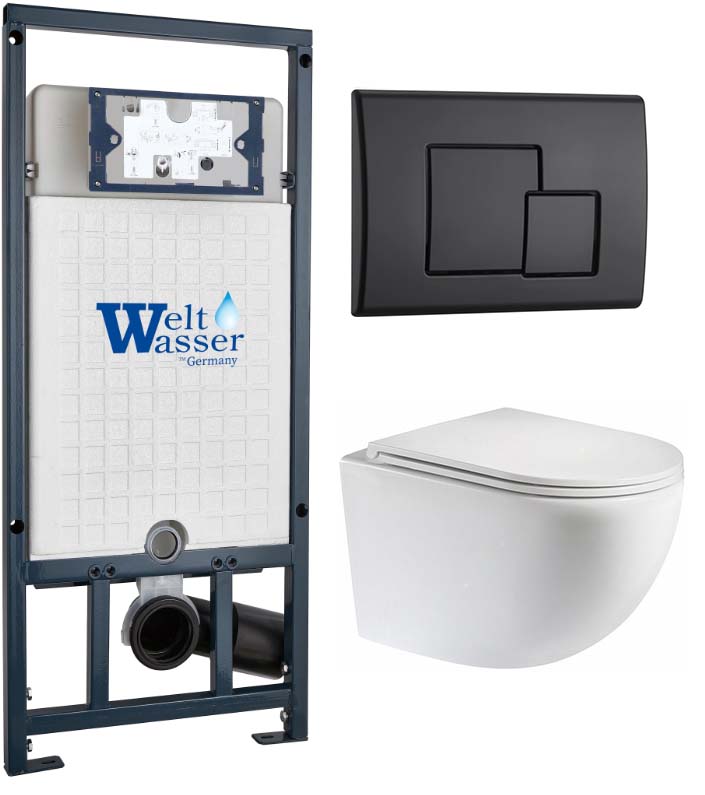 комплект инсталляции welt-wasser marberg 507 se bl клавиша черная, с унитазом teymi lina vortex t40110