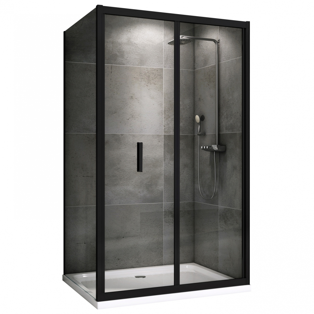 душевой уголок abber sonnenstrand ag07090b-s85b 90x85 стекла прозрачные, профиль черный