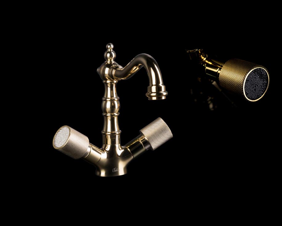 смеситель для умывальника отверстия boheme royal crystal 292-royal/crst black золото/черный