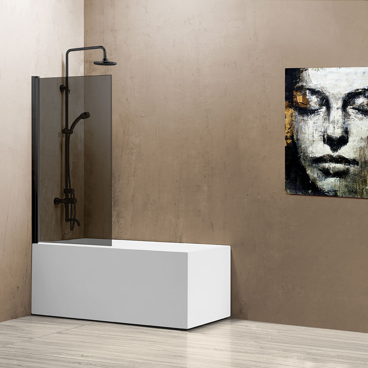 шторка для ванны vincea vsb-11800cgb 80x140 тонированное стекло / профиль черный матовый