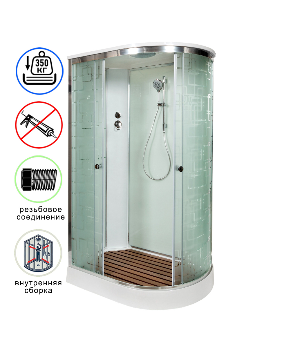 душевая кабина avacan em1511l ava 110x80 стандарт, левая, стекла с узором, профиль хром