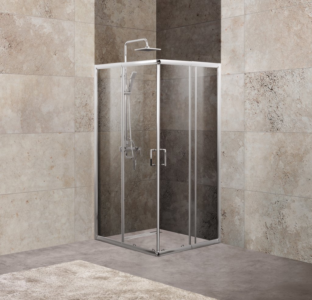 душевой уголок belbagno unique-a-2-85/100-c-cr (85-100)x(85-100) стекла прозрачные