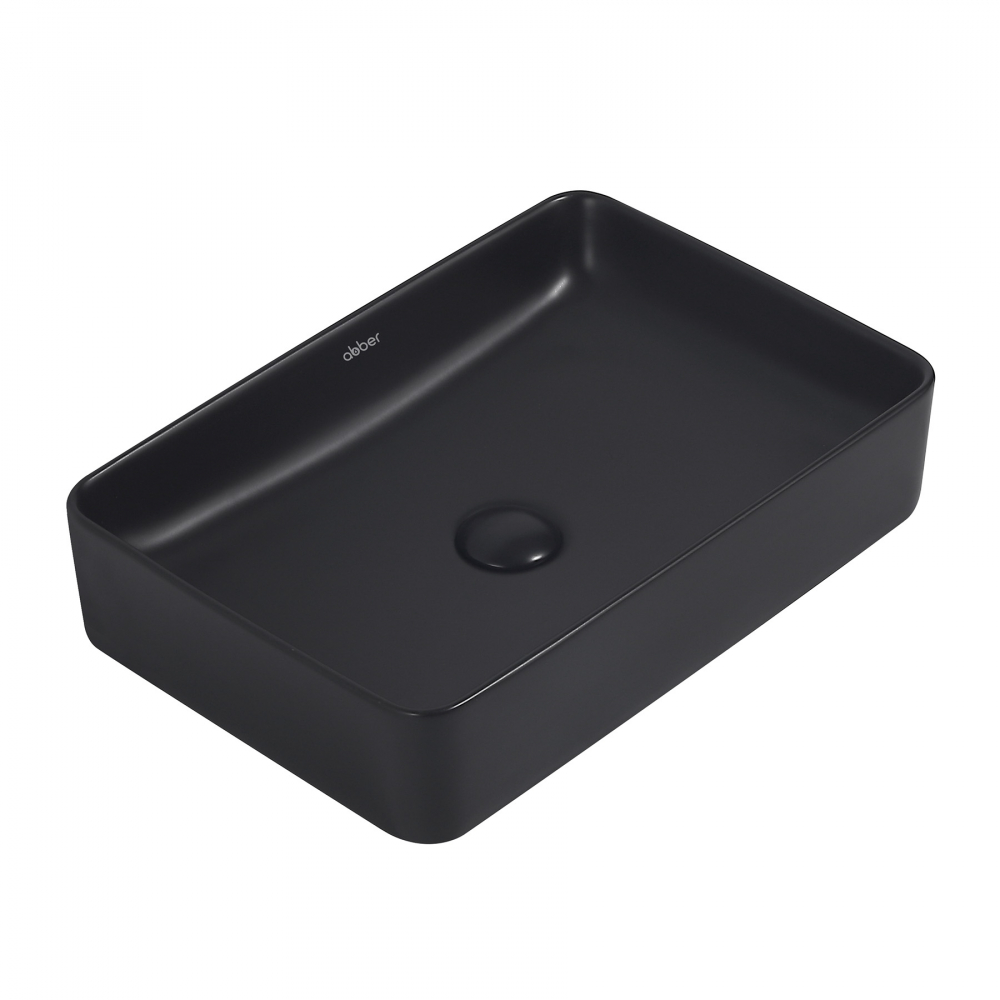 умывальник abber rechteck ac2207mb 51x34,5 черный матовый
