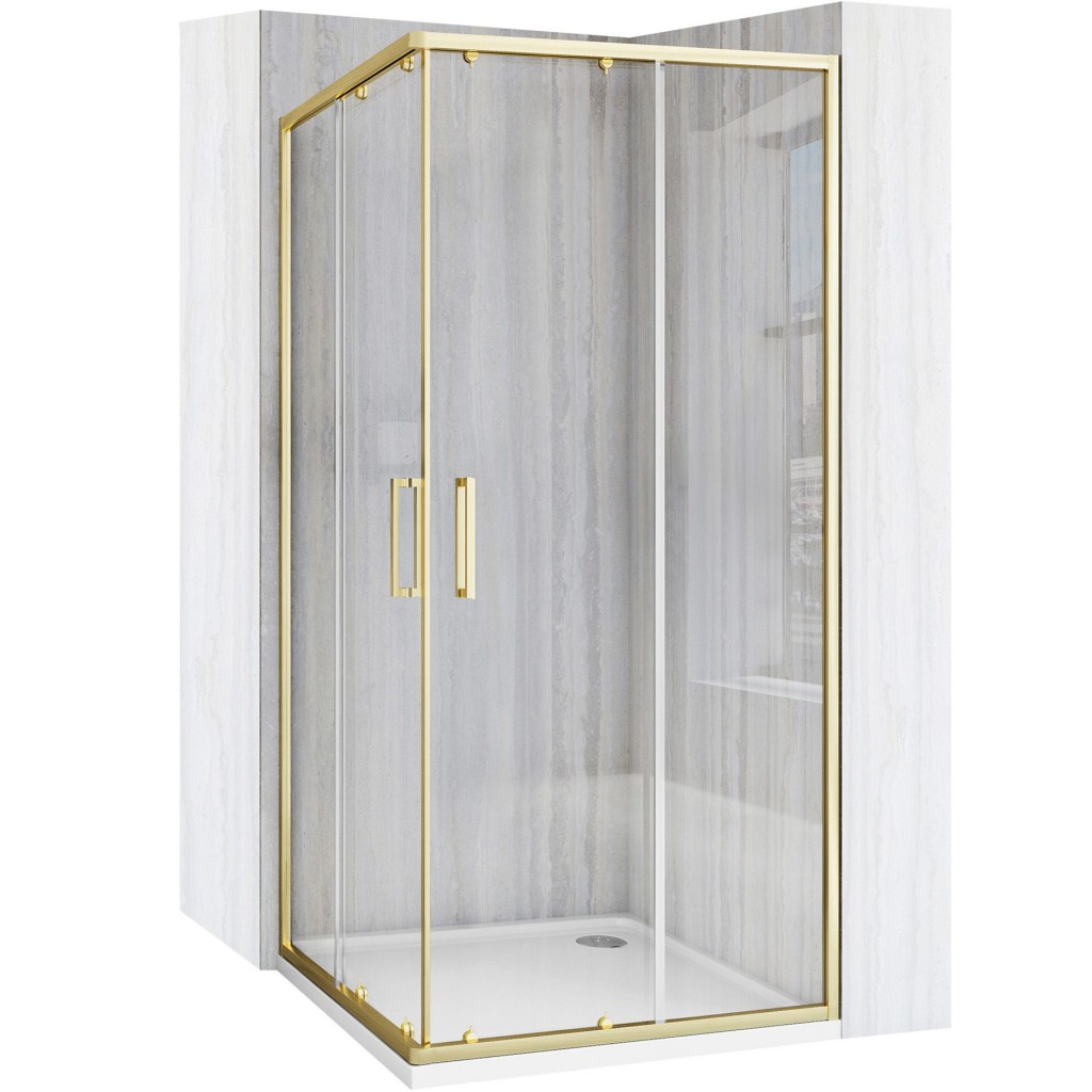 душевой уголок rea city gold brush 90x90 стекло прозрачное / профиль золотой