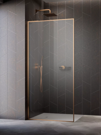душевой уголок radaway modo f sl brushed copper ii 105x200 левый, стекла прозрачные, профиль брашированная медь
