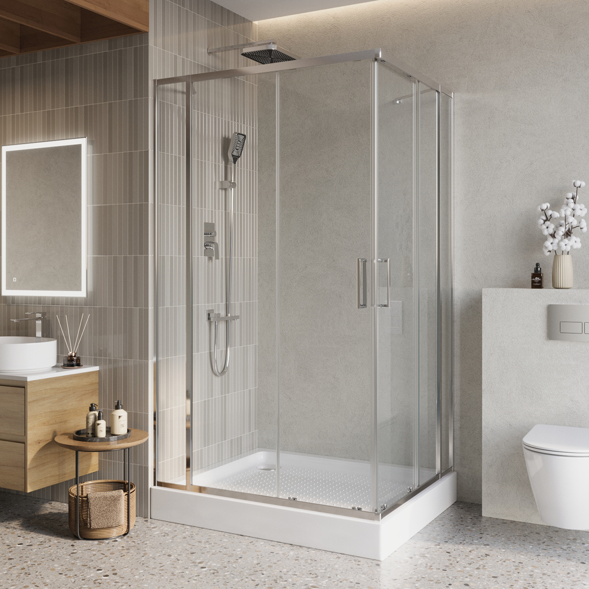 душевой уголок belbagno luce-ah-22 115x110 прозрачное стекло / профиль хром