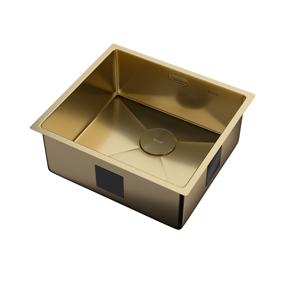 кухонная мойка zorg zerox 49 u / if pvd gold 44x49 матовое золото