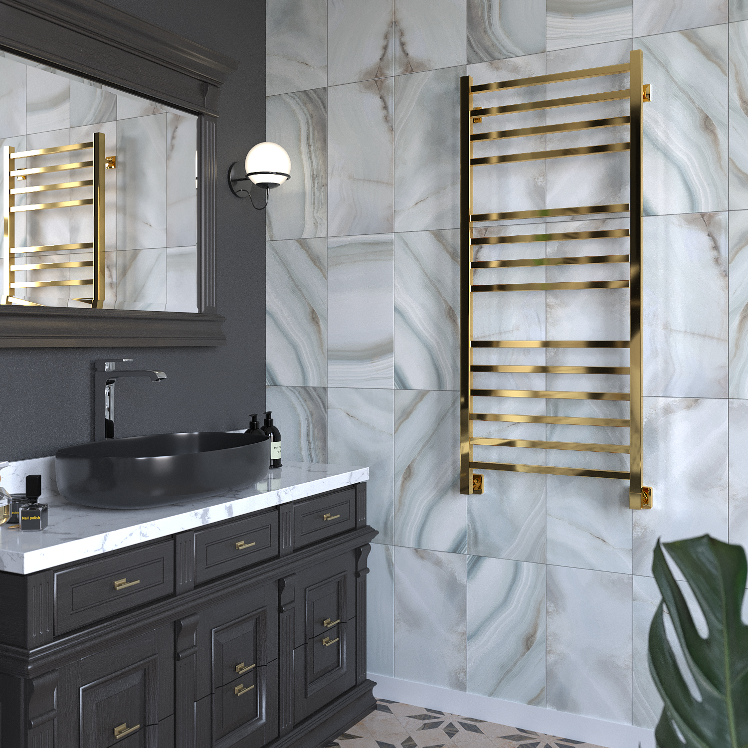 полотенцесушитель водяной stinox quatro luxe 50x120 золото глянец