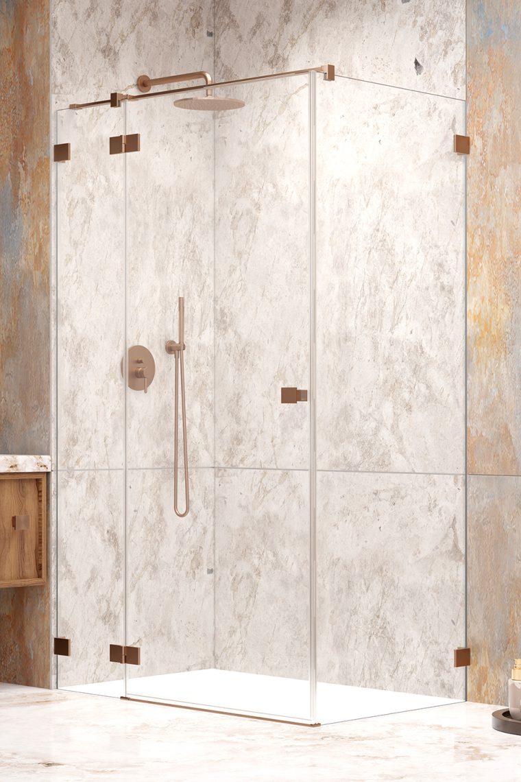душевой уголок radaway essenza pro brushed copper kdj l 100x110 прозрачное стекло / профиль брашированная медь (левый)