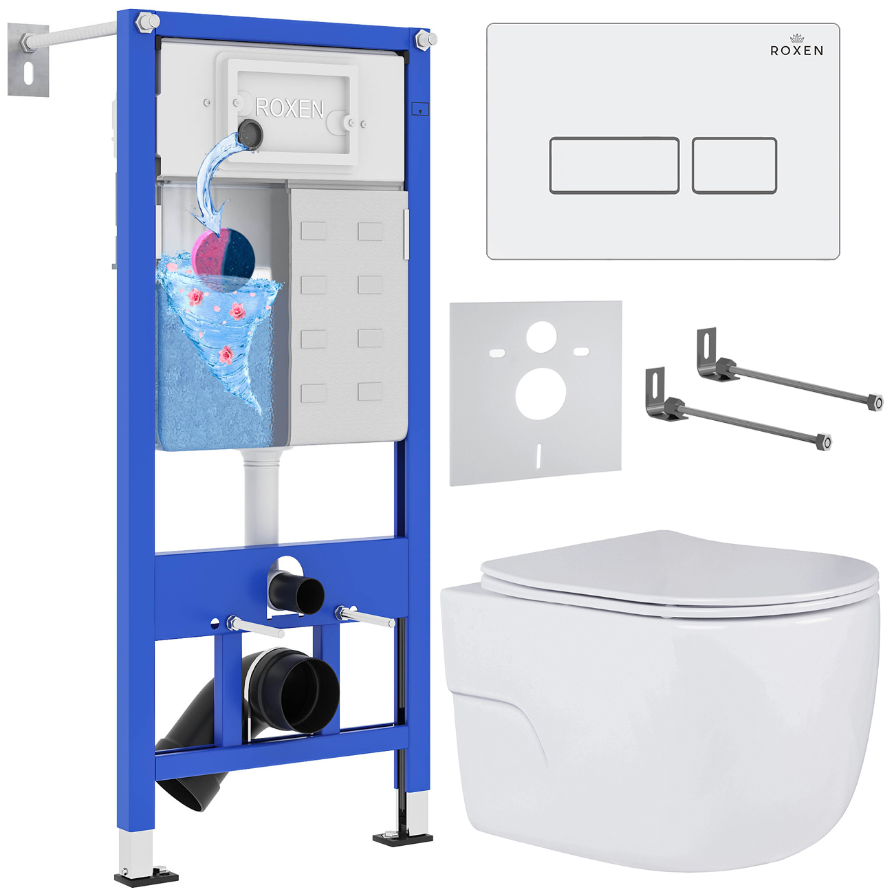 комплект инсталляции roxen stounfix dual fresh 576390 клавиша белый глянцевый