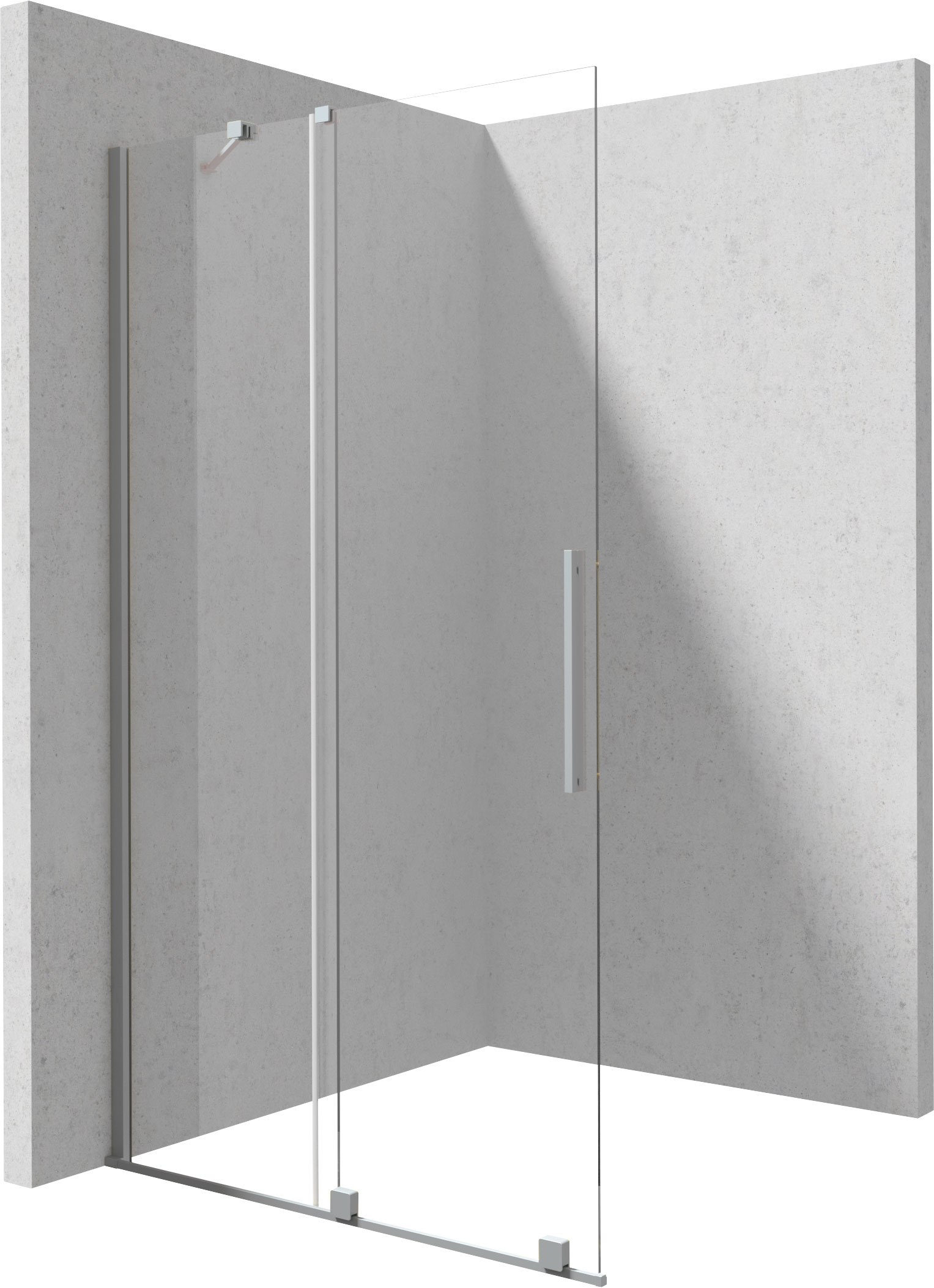 душевой уголок deante prizma walk-in ktj_f39r 90x195 прозрачное стекло / профиль брашированная сталь