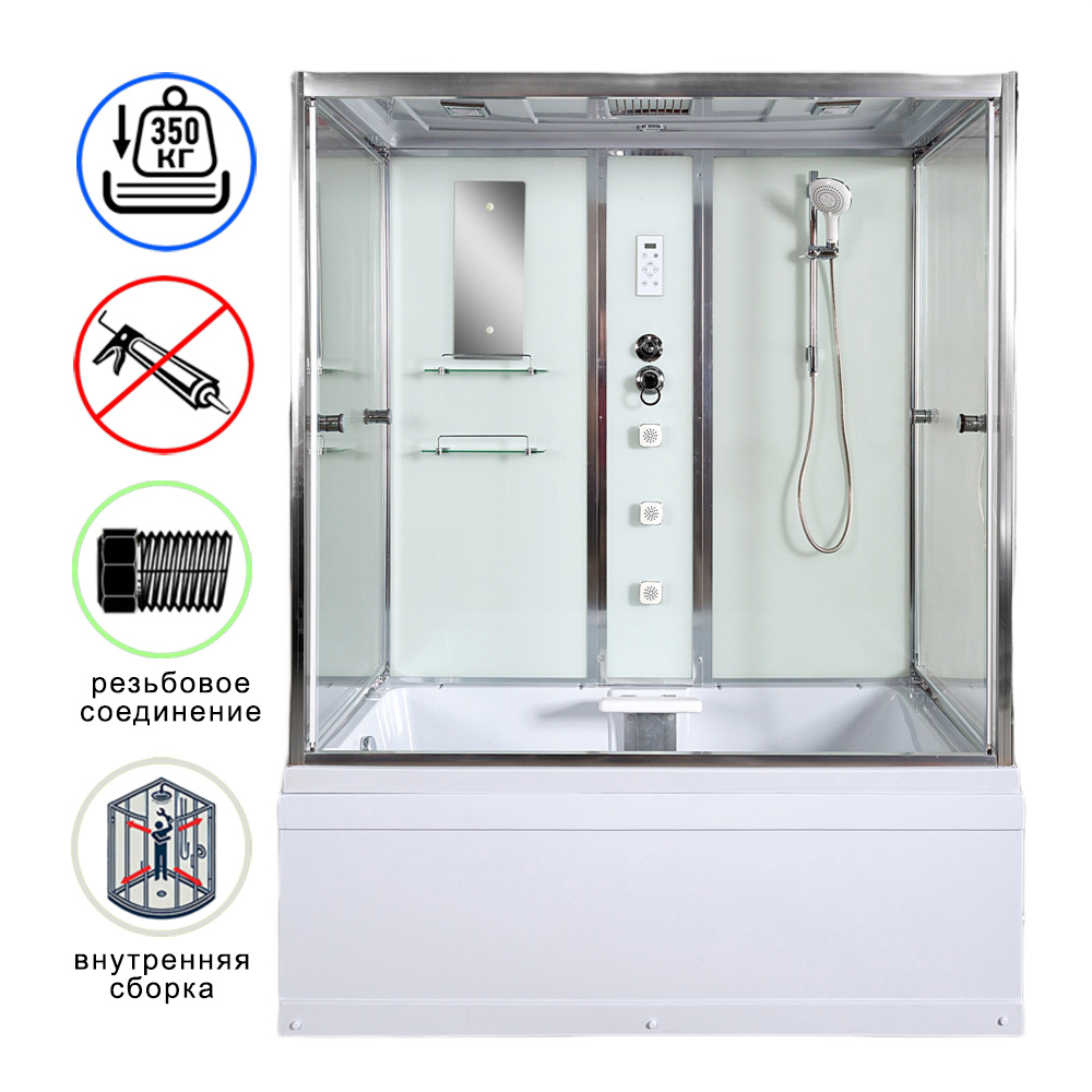 душевая кабина avacan v150 ava 150x85 стекла прозрачные, профиль хром
