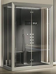 душевая кабина jacuzzi  frame in2  150x110 sx (черная с турецкой баней) угловая
