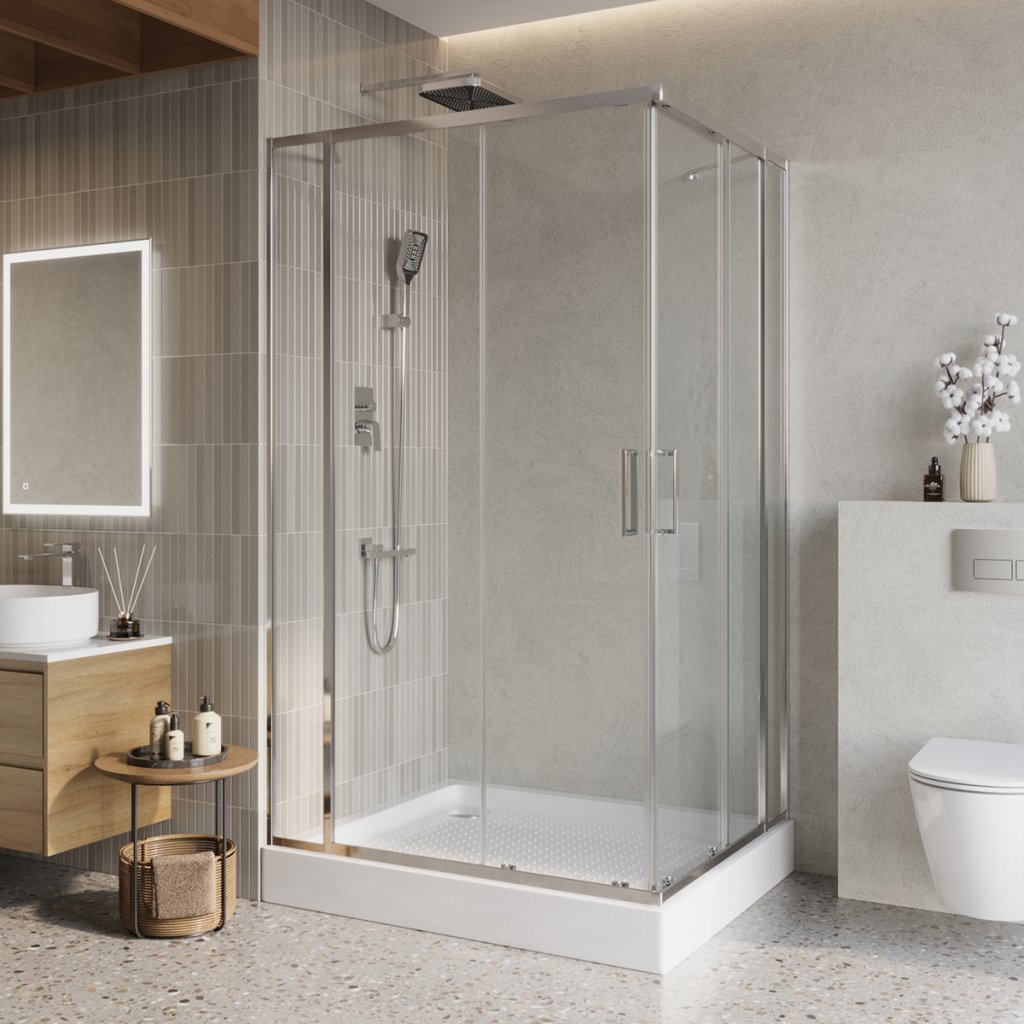 душевой уголок belbagno luce-ah-22-150/115-c-cr 150x115 стекла прозрачные, профиль хром