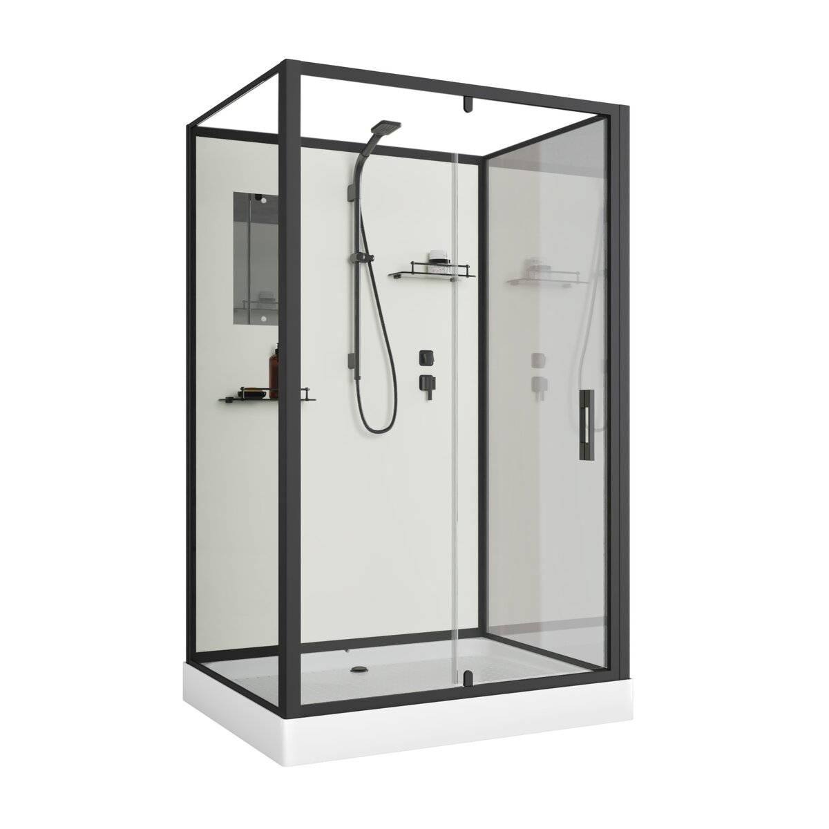 душевая кабина niagara standart st100/80/15q/bl/bk 100x80 б/к, стекла прозрачные, профиль черный