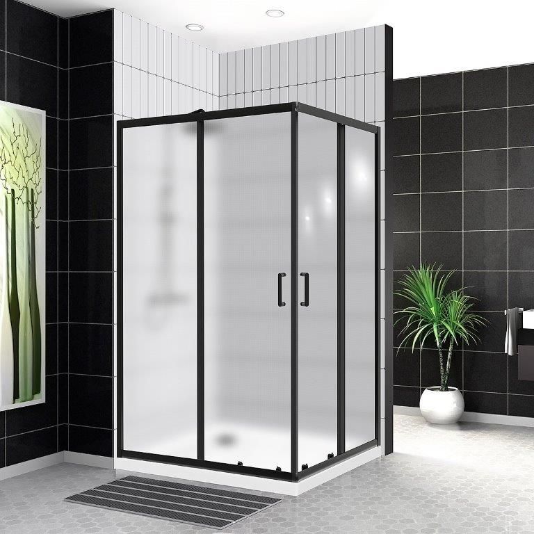 душевой уголок belbagno uno-195 120x90 стекло рифленое / профиль черный матовый