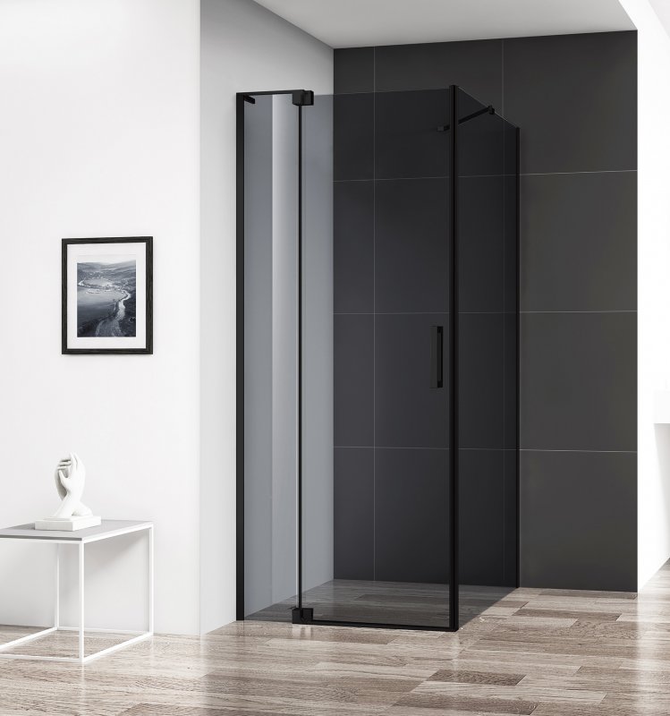душевой уголок cezares slider-ah-1-90-90/100-grigio-nero (90-100)x90 стекла серые, профиль черный