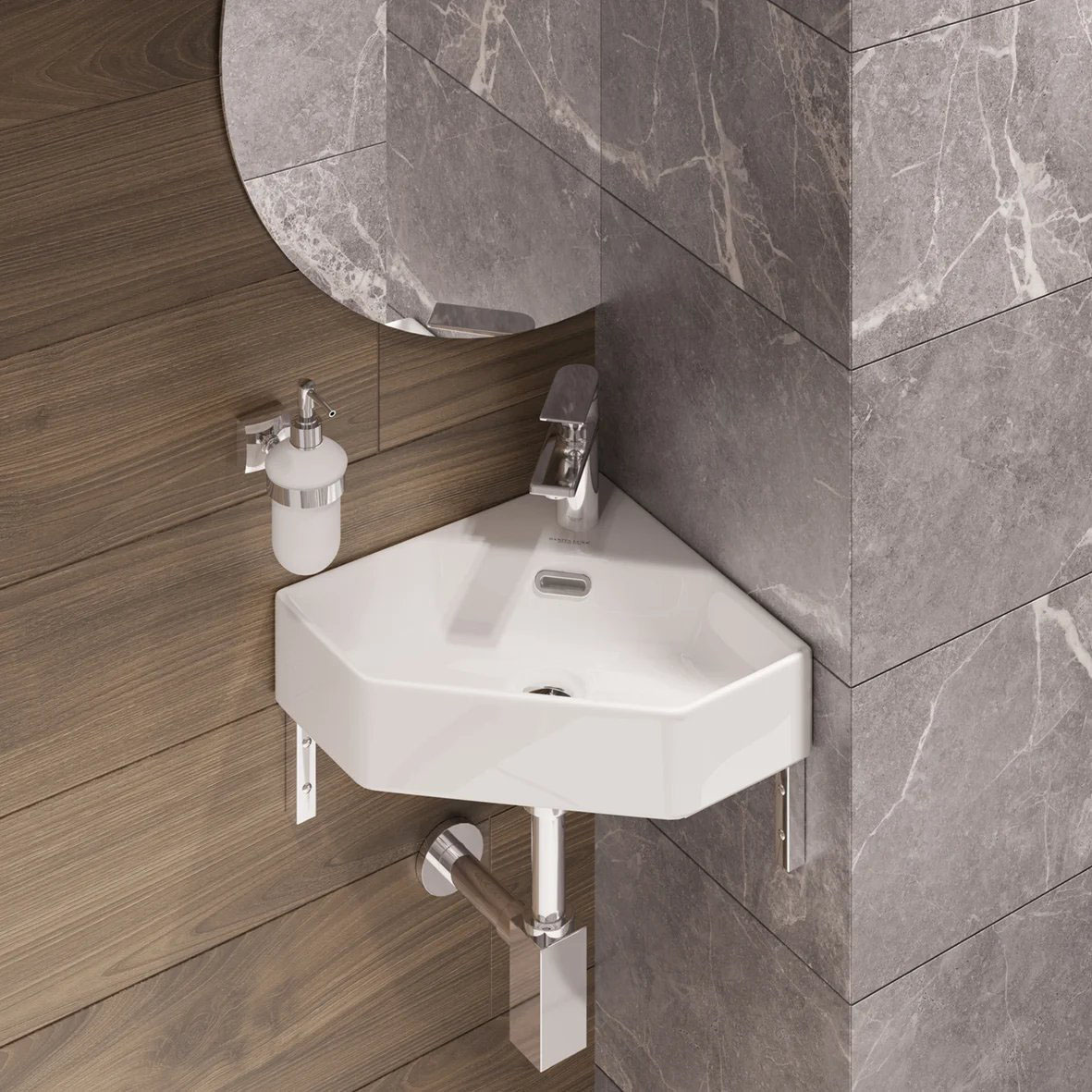 угловой умывальник sanita luxe line 49,4x35,8 белый