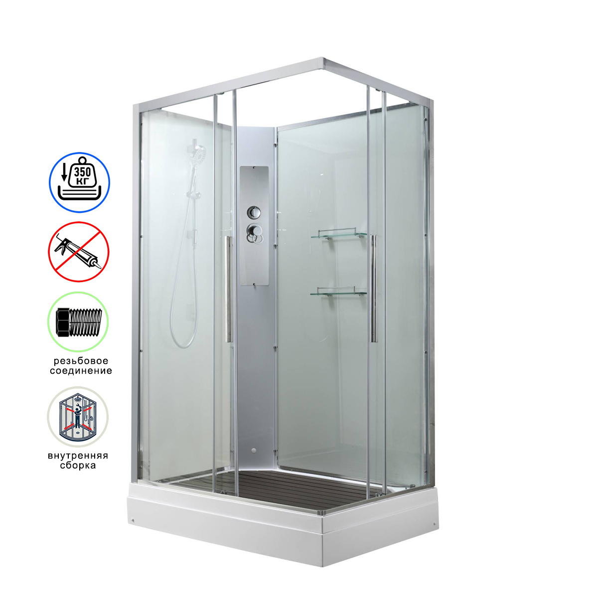 душевая кабина avacan k2012n ava 120x90 без крыши, стекла прозрачные, профиль хром