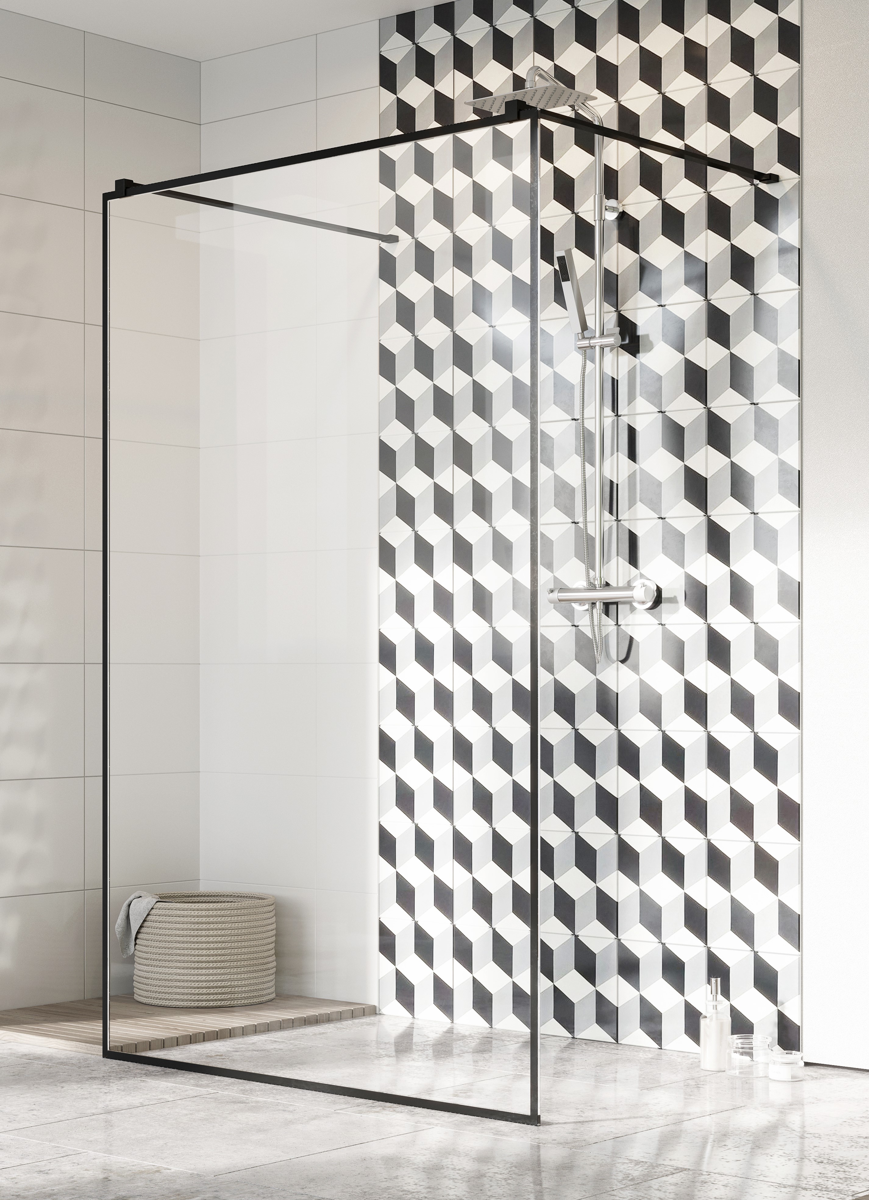 душевой уголок radaway walk-in modo x i black frame 120