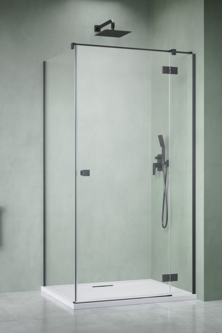 душевой уголок radaway essenza brushed gunmetal kdj 110x90 правый, стекла прозрачные, профиль брашированная оружейная сталь