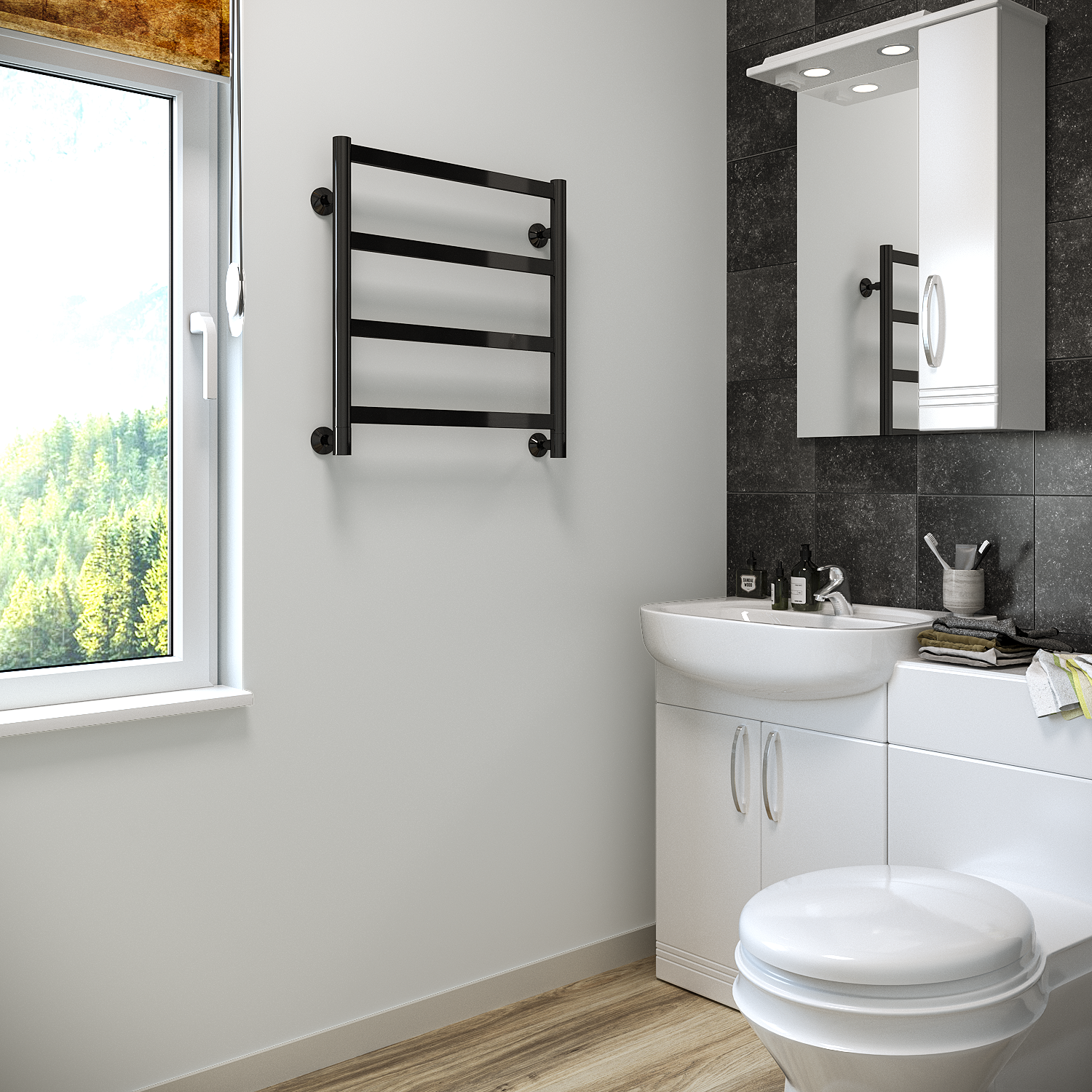 полотенцесушитель водяной stinox maxima 50x50 черный глянец