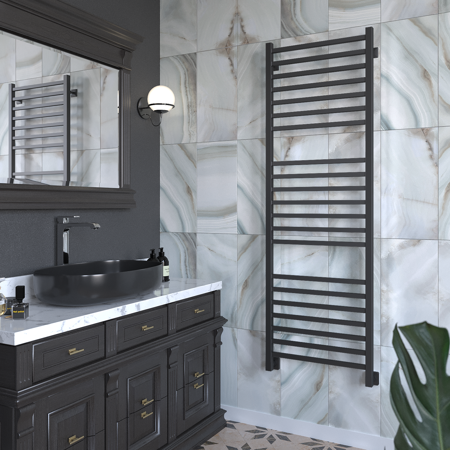 полотенцесушитель водяной stinox quatro luxe 50x160 черный матовый