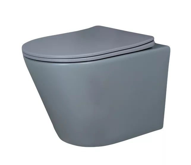 унитаз подвесной gid tr2130gm 36,5x48 безободковый серый матовый с сиденьем softclose