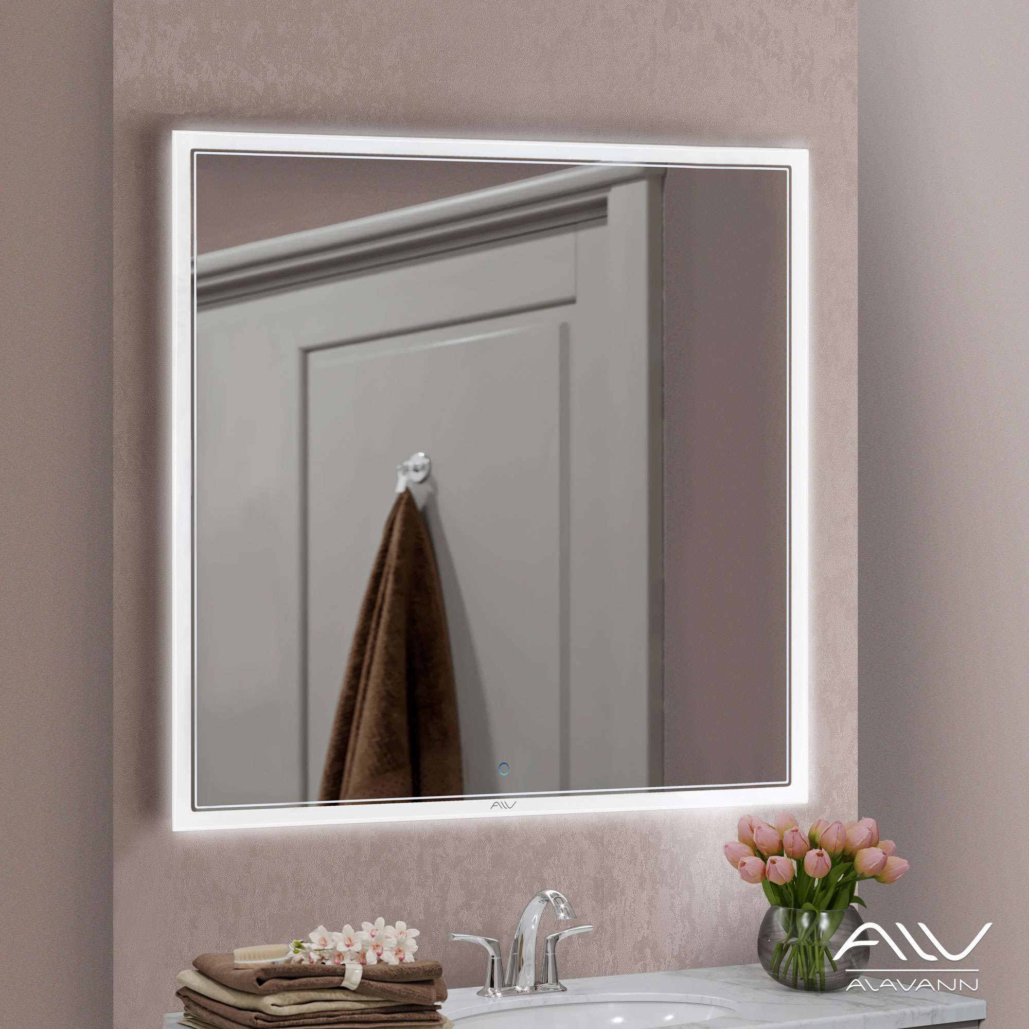 зеркало alavann emma 100 с led-подсветкой и сенсорным выключателем