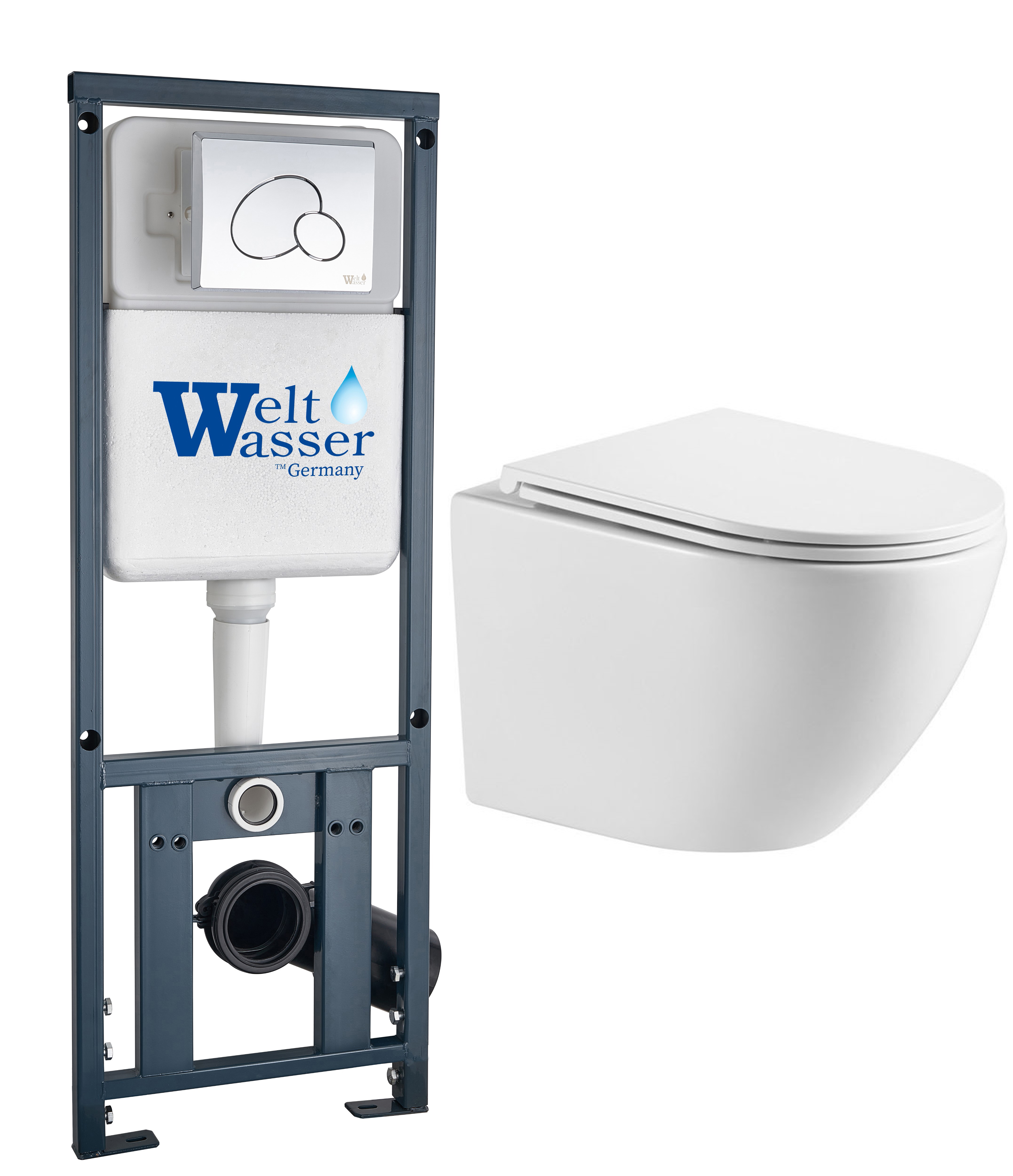 комплект инсталляции welt-wasser marberg 410 с унитазом merzbach 043 gl-wt и клавишей смыва mar 410 rd-cr хром