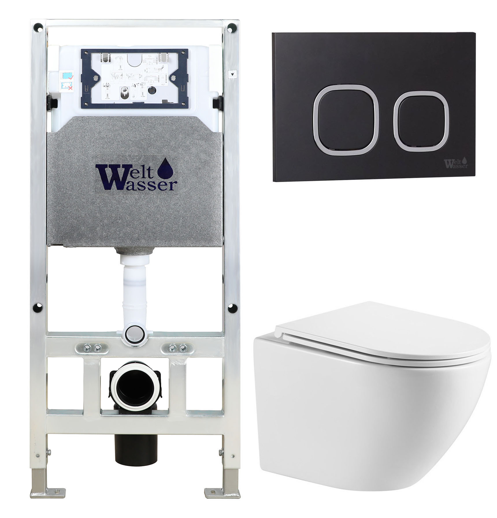 комплект welt-wasser amberg 506 st + merzbach 043 mt-wt + amberg rd-bl с черной клавишей