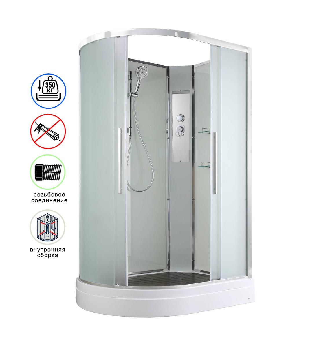 душевая кабина avacan em2811rn ava 110x80 правая, без крыши, стекла матовые, профиль хром