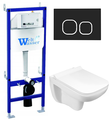 комплект инсталляции welt-wasser bamberg 460 с клавишей смыва bamberg bl и подвесным унитазом kehlbach 004 gl-wt