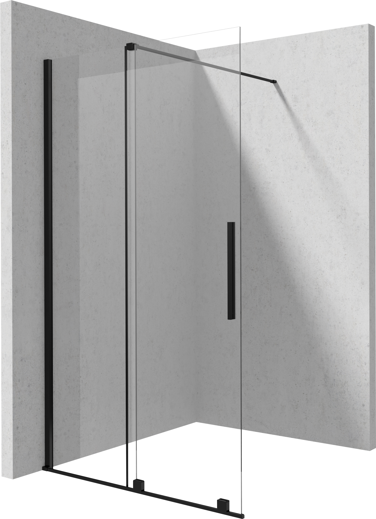 душевой уголок deante jasmin walk-in 120x195 стекла прозрачные, профиль черный