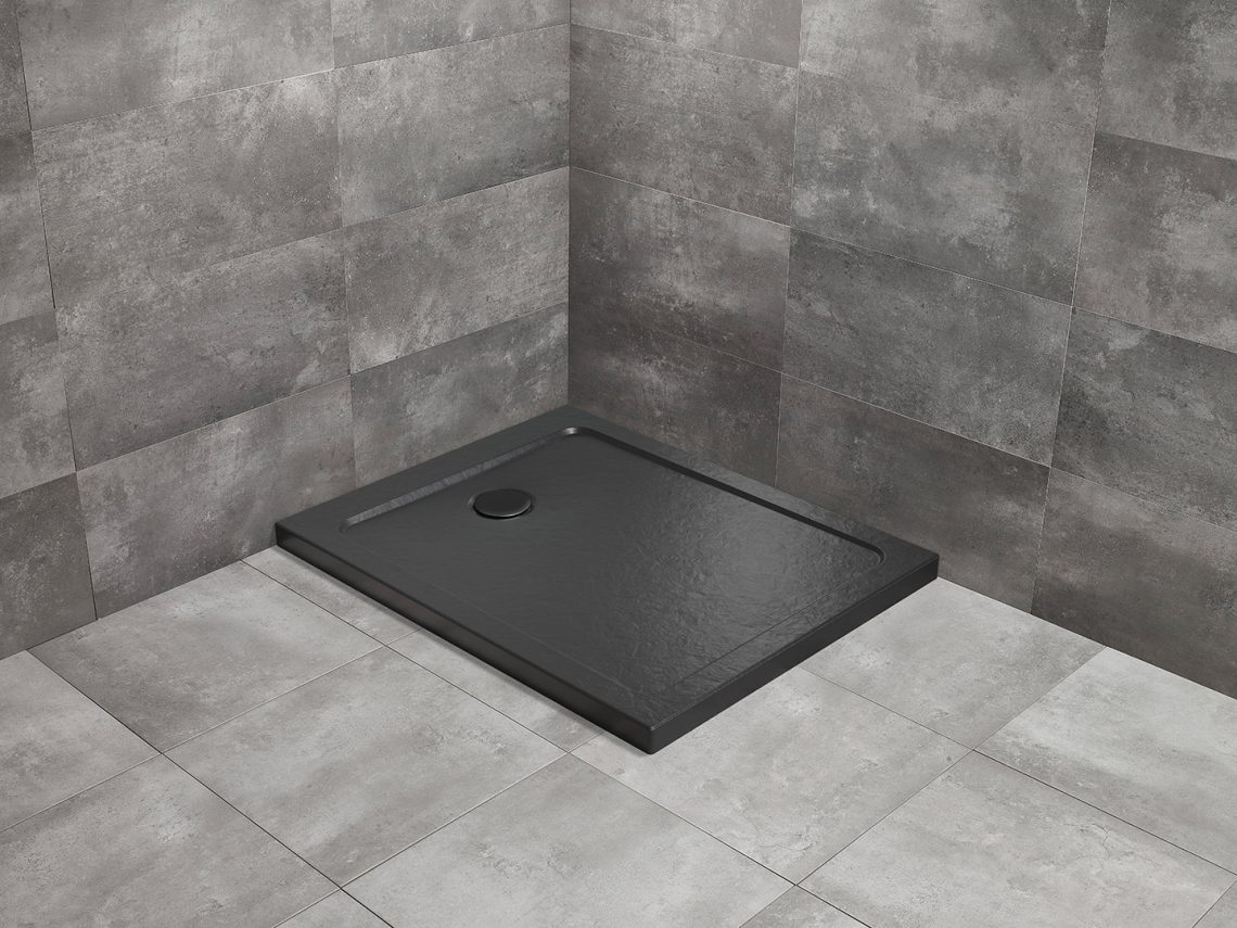душевой поддон radaway doros f stone black 140x80 черный