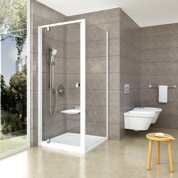 душевой уголок ravak pivot pdop1+pps 90x80 стекла прозрачные, профиль белый