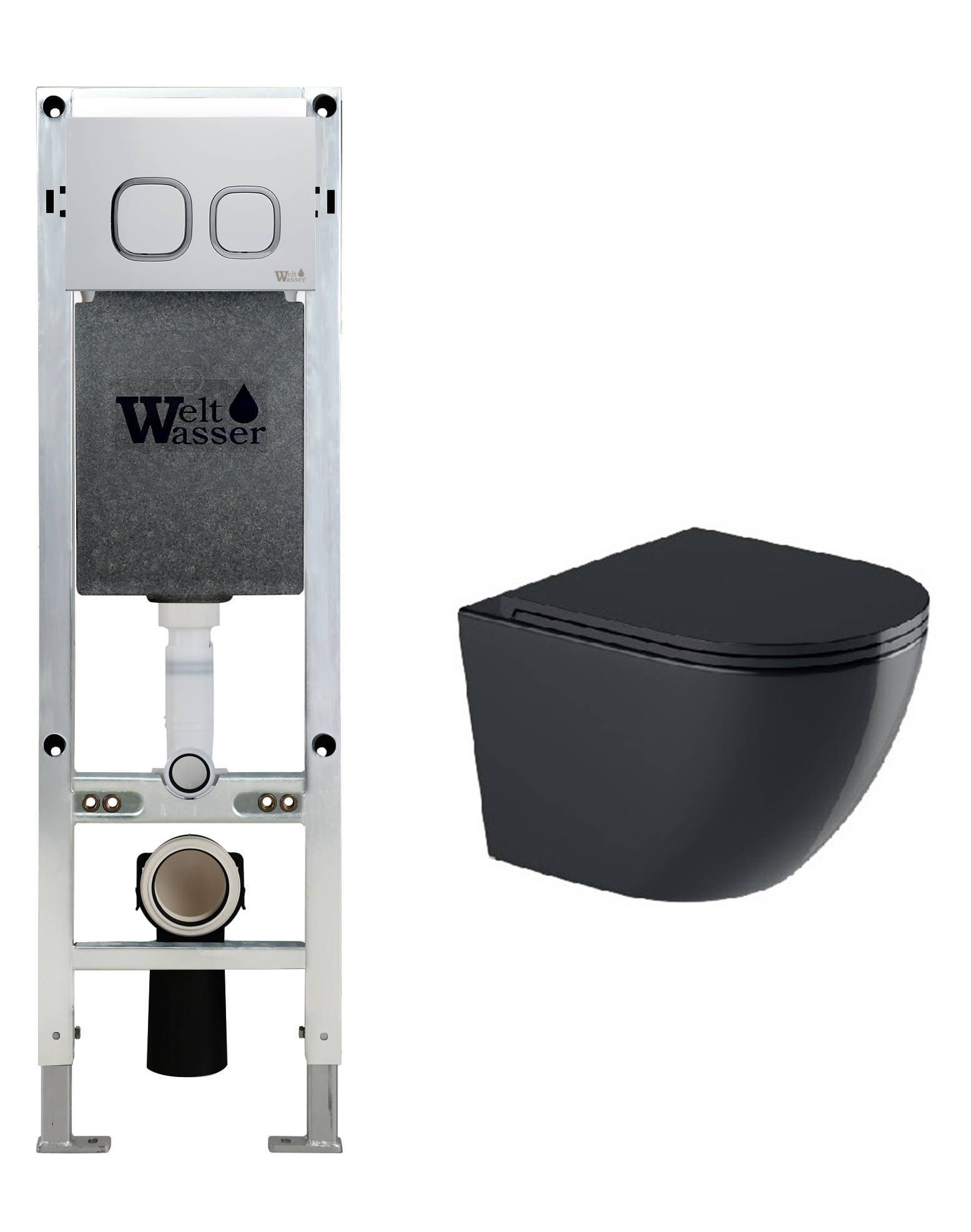 комплект инсталляции welt-wasser amberg 350 st с унитазом merzbach 043 gl-bl  и клавишей смыва amberg rd-wt, белый
