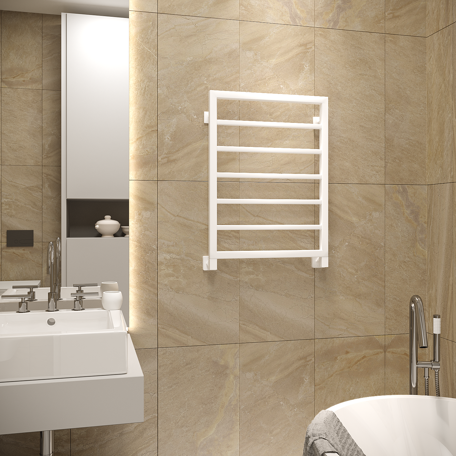 полотенцесушитель водяной stinox croma 50x70 белый матовый