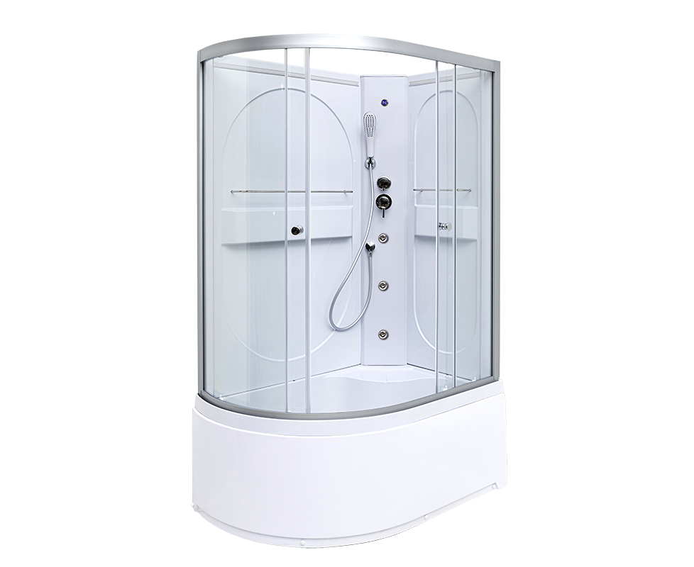 душевая кабина deto l620rnled+gm 120x80 без крыши, стекла прозрачные, профиль матовый хром